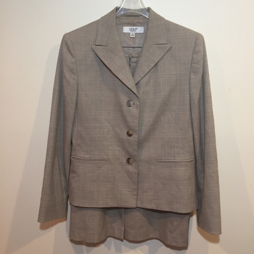 LE SUIT women’s tans plaid skirt suit size 10